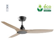 Brasseur d'air DC 132cm avec télécommande - 3 pales - Noir et imitation bois
