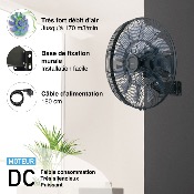 Ventilateur mural DC Pro 45 cm avec Télécommande - Noir