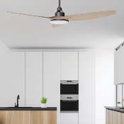 Brasseur d'air DC 132cm avec télécommande - 3 pales - LED - Noir et imit. bois