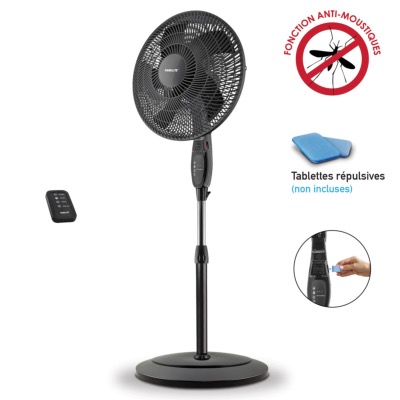 Ventilateur sur pied 40 cm - Noir - Plastique - Anti moustiques - Télécommande