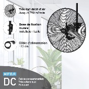 Ventilateur mural DC Pro 65 cm avec Télécommande - Noir