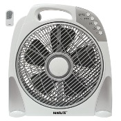 Ventilateur box 30 cm - Blanc et gris - Grille plastique - Télécommande