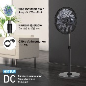 Ventilateur sur pied DC Pro 45 cm avec Télécommande - Noir