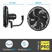 Ventilateur mural DC Pro 50 cm avec Télécommande - Noir