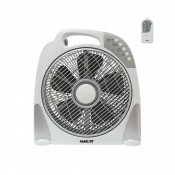 Ventilateur box 30 cm - Blanc et gris - Grille plastique - Télécommande
