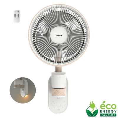 Ventilateur mural DC 25cm avec télécommande - Grilles plastiques -Imitation bois