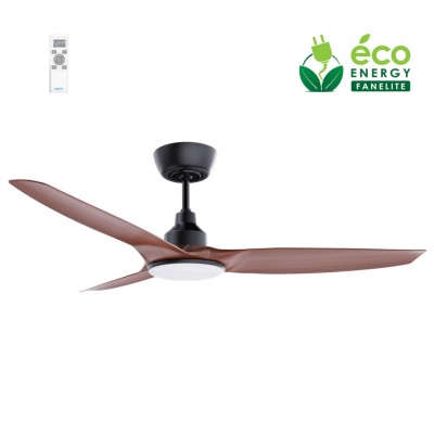 Brasseur d'air DC 132cm avec télécommande - 3 pales - LED - Noir et imit. bois