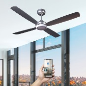 Brasseur d'air DC 132cm avec télécommande - 4 pales - LED RGB - Gris