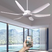 Brasseur d'air DC 168cm avec télécommande - 6 pales - LED - Blanc