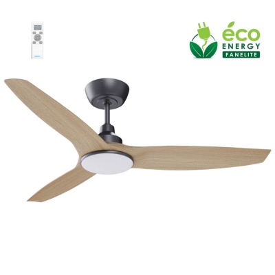Brasseur d'air DC 132cm avec télécommande - 3 pales - LED - Noir et imit. bois