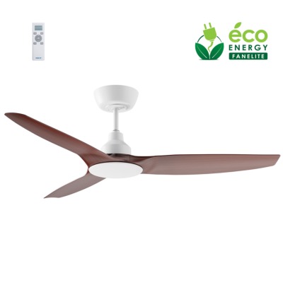 Brasseur d'air DC 132cm avec télécommande - 3 pales - Blanc et imitation bois