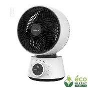Circulateur d'air DC 20cm avec télécommande - 360° - Plastique - Blanc et noir