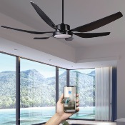 Brasseur d'air DC 168cm avec télécommande - 6 pales - LED - Noir