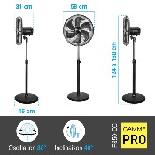 Ventilateur sur pied DC Pro 50 cm avec Télécommande - Noir