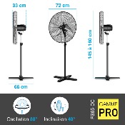 Ventilateur sur pied DC Pro 65 cm avec Télécommande - Noir