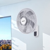 Ventilateur mural 40 cm avec Télécommande - Blanc - Grille plastique