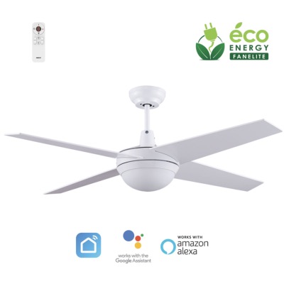 Brasseur d'air DC blanc 132 cm avec Télécommande - LED - 4 pales