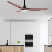 Brasseur d'air DC 132cm avec télécommande - 3 pales - LED - Noir et imit. bois
