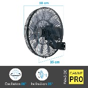 Ventilateur mural DC Pro 45 cm avec Télécommande - Noir