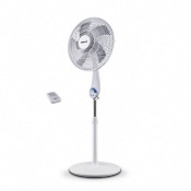 Ventilateur sur pied 40 cm - Blanc - Grille plastique - Télécommande