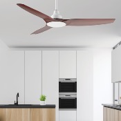 Brasseur d'air DC 132cm avec télécommande - 3 pales - Blanc et imitation bois