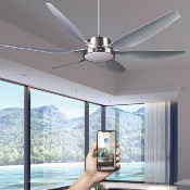 Brasseur d'air DC 168cm avec télécommande - 6 pales - LED - Gris