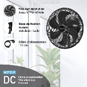 Ventilateur mural DC Pro 50 cm avec Télécommande - Noir