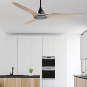 Brasseur d'air DC 132cm avec télécommande - 3 pales - Noir et imitation bois