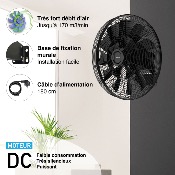 Ventilateur mural DC Pro 45cm avec télécommande - Noir