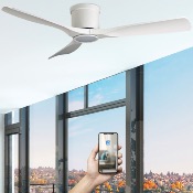 Brasseur d'air DC 132cm avec télécommande - 3 pales - LED - Blanc