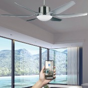 Brasseur d'air DC gris 168 cm avec Télécommande - LED - 6 pales