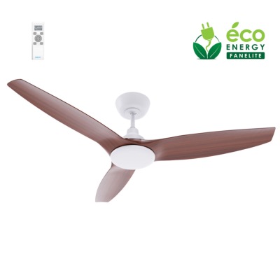 Brasseur d'air DC 132cm avec télécommande - 3 pales - LED - Blanc et imit. bois