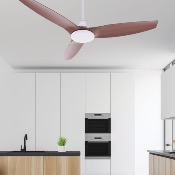 Brasseur d'air DC 132cm avec télécommande - 3 pales - LED - Blanc et imit. bois