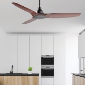 Brasseur d'air DC 132cm avec télécommande - 3 pales - Noir et imitation bois