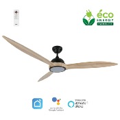 Brasseur d'air DC 164cm avec télécommande - 3 pales - LED - Noir et bois