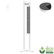 Ventilateur tour DC 110cm avec télécommande - Plastique - Blanc et noir