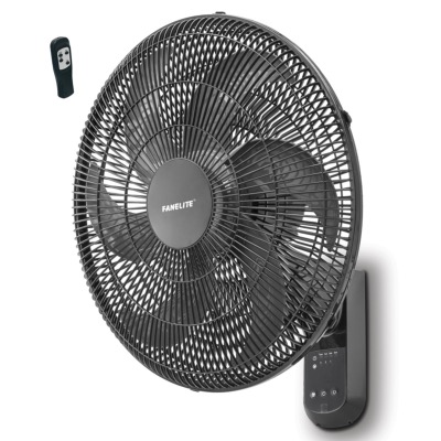 Ventilateur mural 45 cm avec Télécommande - Noir - Grille plastique