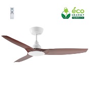 Brasseur d'air DC 132cm avec télécommande - 3 pales - Blanc et imitation bois