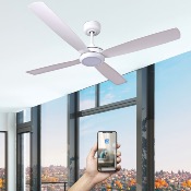Brasseur d'air DC 132cm avec télécommande - 4 pales - LED RGB - Blanc